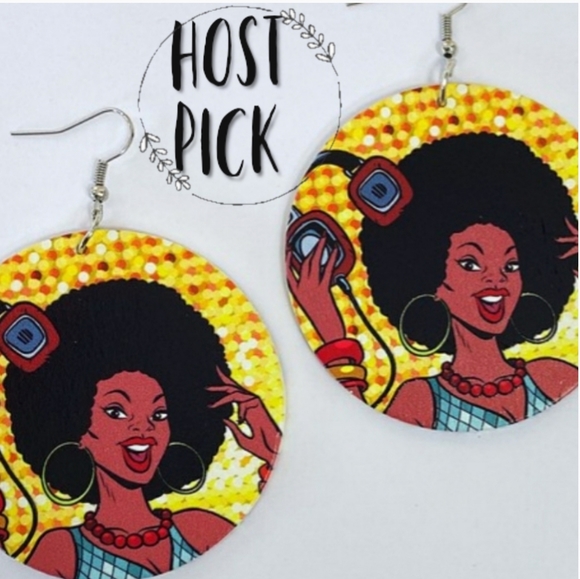 Jewelry - Black Woman W/Afro Earrings